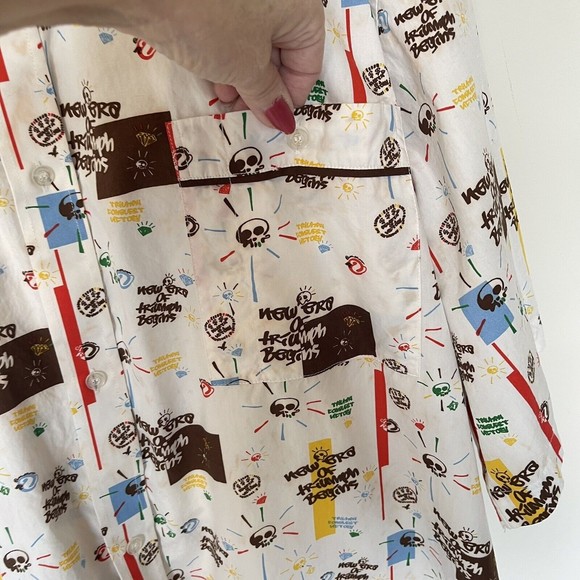 Revirth of a Victory Mens Black Button Front Shirt Skulls Jewels $$'s Print 2XL - Picture 3 of 5